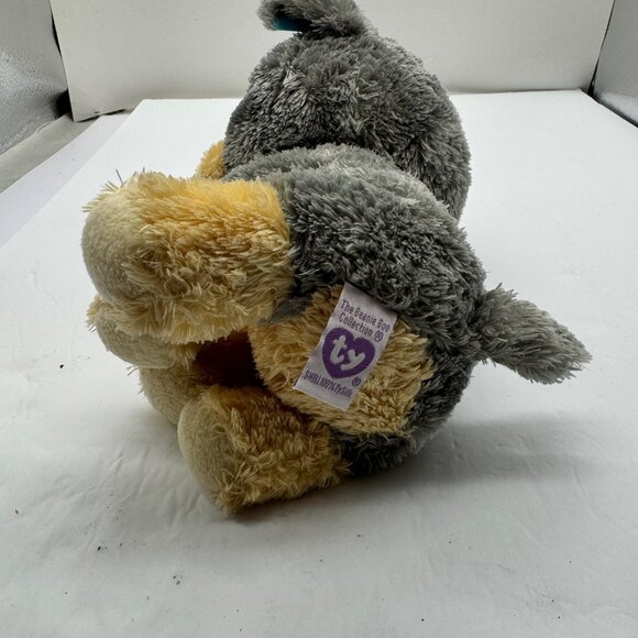 Ty Beanie Boos Scraps the Schnauzer Gray & Beige Puppy Plush Toy w Big Blue Eyes - Picture 7 of 10